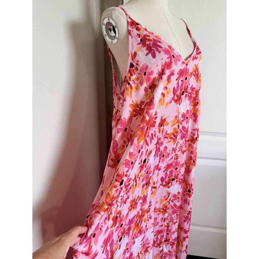 Van Winkle Pink Orange Tropical Maxi Dress Beach Coastal Boho Pockets Womens 1X - Picture 5 of 14
